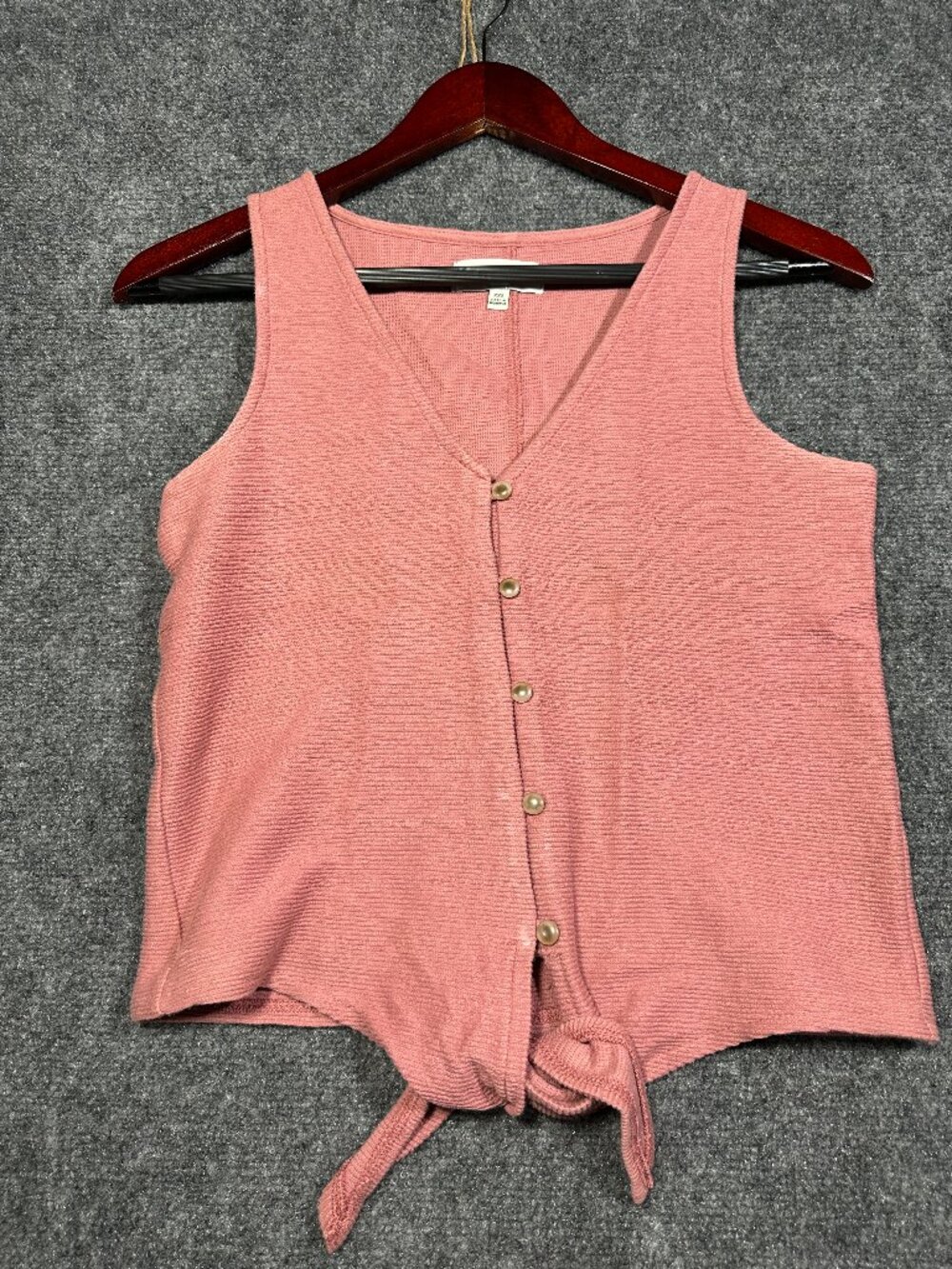 Madewell Texture & Thread Top Womens XXS Tank Cotton Tie Hem Sleeveless Buttons